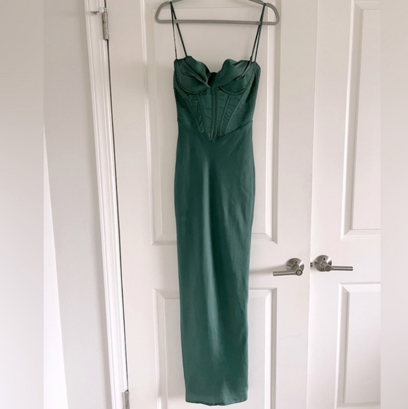 House of Cb Charmaine forest green maxi corset dress - Picture 6 of 8